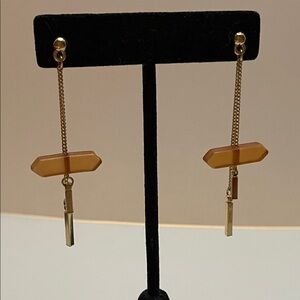 Elegant Gold and Peach Dangle Earrings